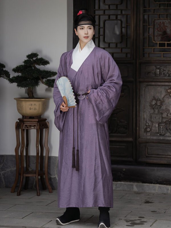 Danya Collection Banquet Attire Butterfly Jacquard Pipa Sleeves Ming Dynasty-Style Taoist Robe Purple Straight-Cut Tunic Rayon Spring/Summer Unisex Hanfu