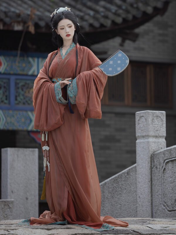 Chinese Warring States-era Robe: Hanfu Wei-Jin Style Adult Women's New Restoration Design Ethereal Train-Length Straight-Hem Robe Ancient Costume Original