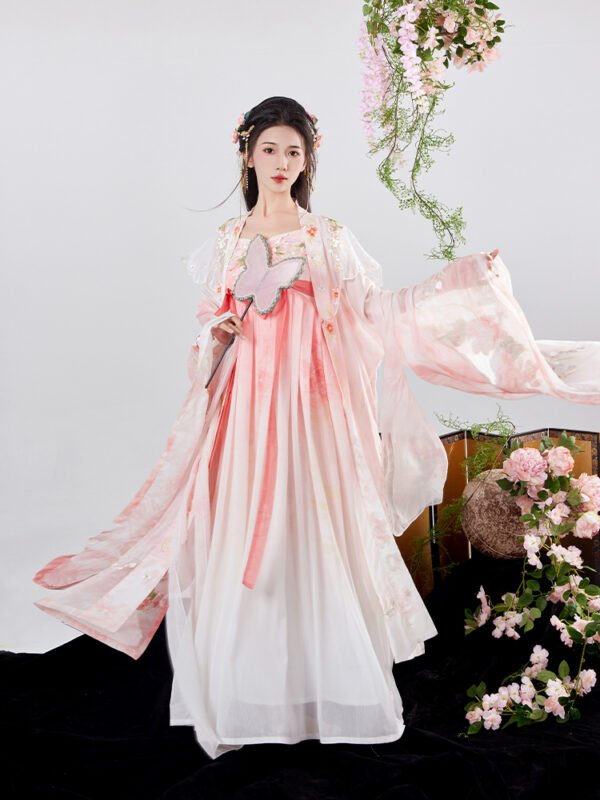 【Butterfly Dance】Original Tang Dynasty-Style Hesi Skirt with Hanfu Elements Summer Heavy-Duty Embroidered Modified Wide-Sleeved Blouse