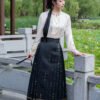 [Traditional] Black Gold Horse-Face Skirt Imitation Makeup Floral Original Hanfu Skirt Full Brocade Satin Daily Autumn/Winter