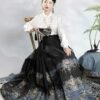 [Peony] Imitation Feather-Embroidered Horse-Face Skirt: Autumn New Chinese Style National Fashion Daily-Wear Modified Hanfu