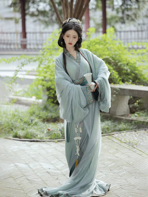 Chinese Warring States-era Robe: Hanfu Wei-Jin Style Adult Women's New Restoration Design Ethereal Train-Length Straight-Hem Robe Ancient Costume Original