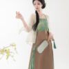 【Feng Yimo Xia】Original Song Dynasty-Style Hanfu Women's Double-Breasted Blouse with Modified Song-Style Collar and Modified Three-Pleated Skirt
