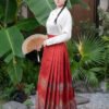[Feather-Embroidered] Red Mandarin-Style Skirt Set for Petite Women - New Chinese-Style Hanfu - Chinese-Inspired Wedding Dress