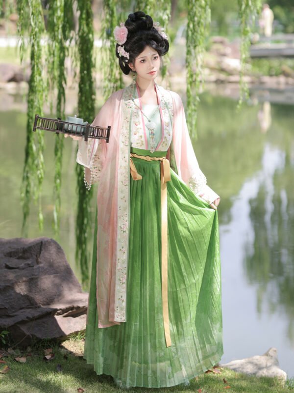 【Flower Gathering】Song Dynasty Style Front-Closure Hanfu Women's Intricately Embroidered Long Robe - New Original Ensemble