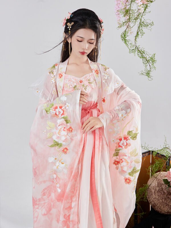 【Butterfly Dance】Original Tang Dynasty-Style Hesi Skirt with Hanfu Elements Summer Heavy-Duty Embroidered Modified Wide-Sleeved Blouse