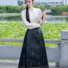 [Traditional] Black Gold Horse-Face Skirt Imitation Makeup Floral Original Hanfu Skirt Full Brocade Satin Daily Autumn/Winter