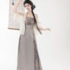 【Feng Yimo Xia】Original Song Dynasty-Style Hanfu Women's Double-Breasted Blouse with Modified Song-Style Collar and Modified Three-Pleated Skirt