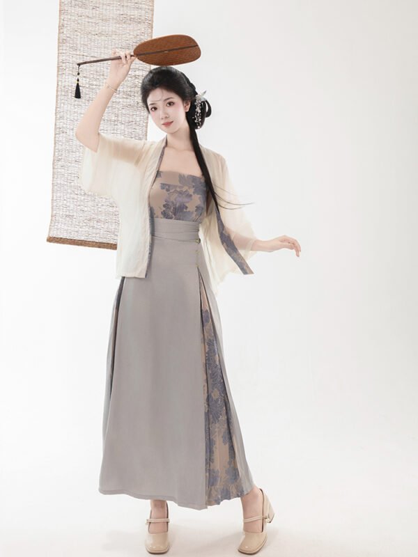 【Feng Yimo Xia】Original Song Dynasty-Style Hanfu Women's Double-Breasted Blouse with Modified Song-Style Collar and Modified Three-Pleated Skirt
