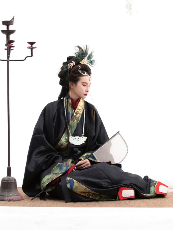 【Luoshu】Warring States Period Paomashan Chu Tomb-Inspired Modified Straight-Hem Robe Jacquard Spring/Summer Hanfu Women's Wear