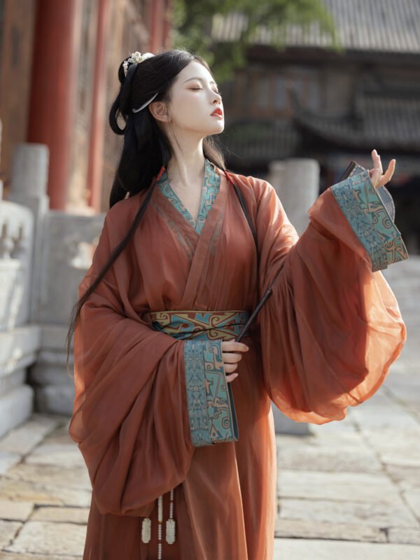 Chinese Warring States-era Robe: Hanfu Wei-Jin Style Adult Women's New Restoration Design Ethereal Train-Length Straight-Hem Robe Ancient Costume Original