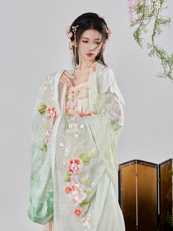 【Butterfly Dance】Original Tang Dynasty-Style Hesi Skirt with Hanfu Elements Summer Heavy-Duty Embroidered Modified Wide-Sleeved Blouse