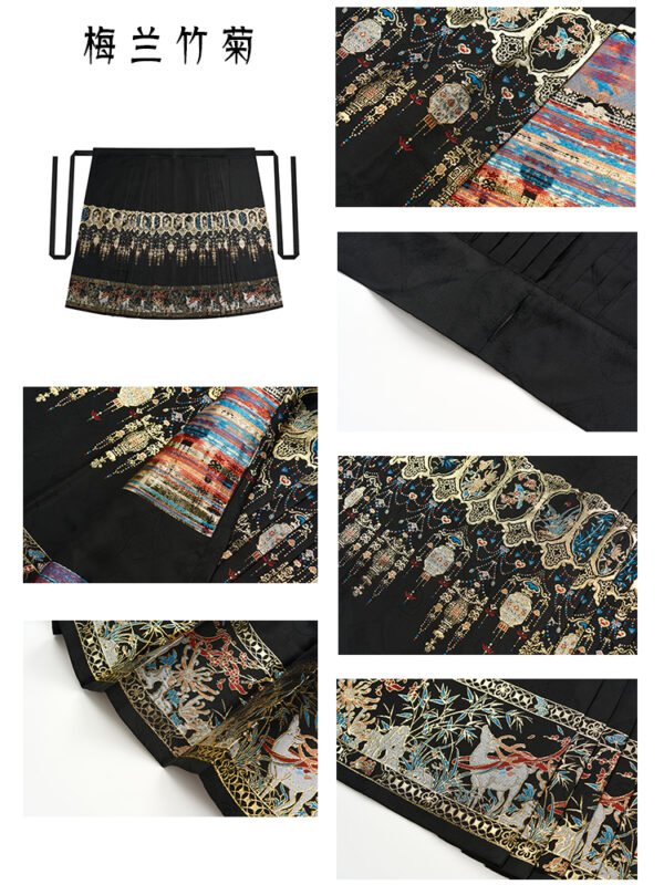 [Four Gentlemen] Black Horse-Face Skirt Set - New Arrival Women's Traditional Chinese-Style Skirt - Autumn Hanfu - Adult Casual Wear