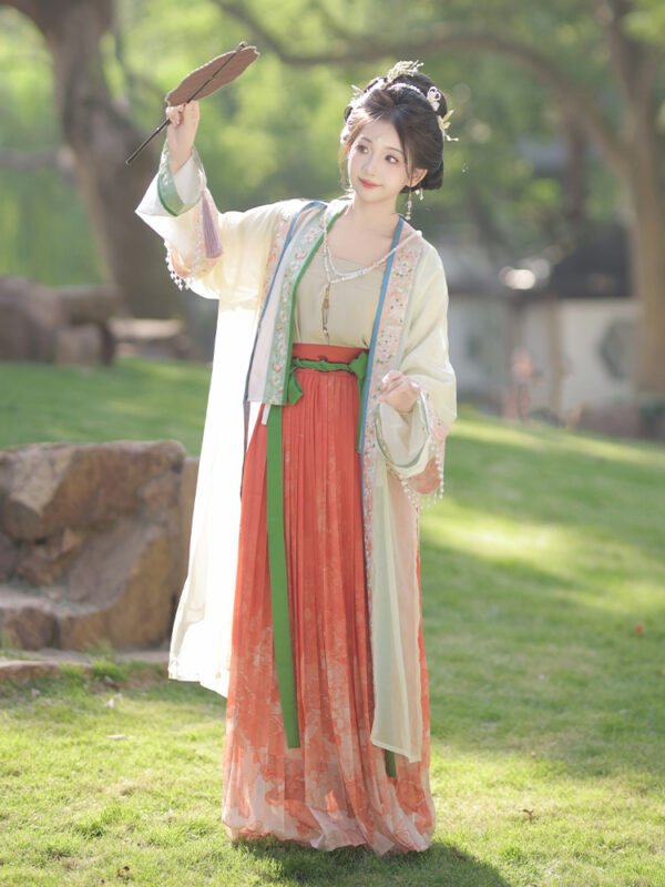 【Flower Gathering】Song Dynasty Style Front-Closure Hanfu Women's Intricately Embroidered Long Robe - New Original Ensemble